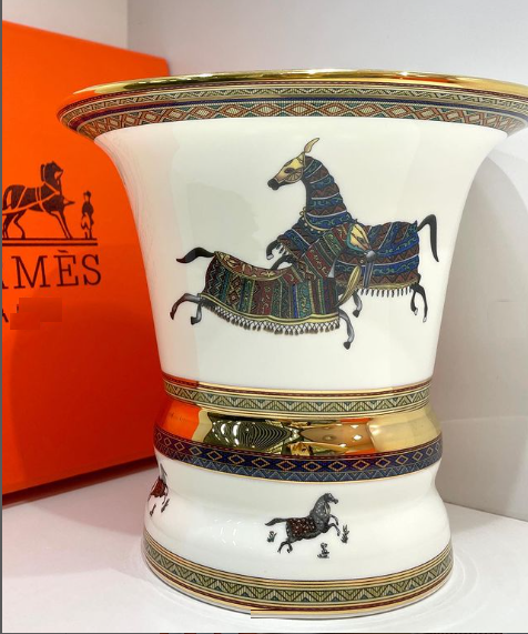 Hermes Wide Vase with Horses